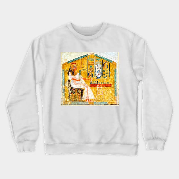 Queen Nefertari Playing Senet, Board Game Egypt Crewneck Sweatshirt by rocketshipretro